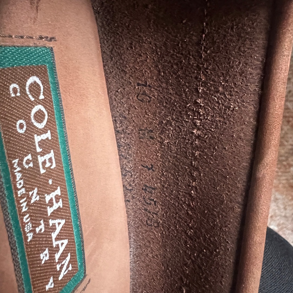 Leather Cole Haan unisex brown Suede Penny Loafers - Picture 3 of 6